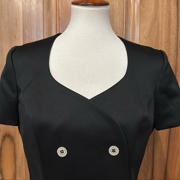 VTG Oleg Cassini - “Black Tie” Formal Top  w/ Rhinestone Buttons - EUC - 10 - Picture 2 of 13